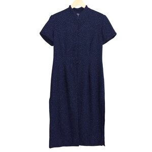 R & M Richards Vintage Navy Blue Shimmer Open Style Kimono Overcoat Dress